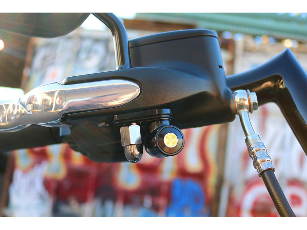 Bagger Nation Bullet Pro Series Under Perch Turn Signals – Black. Fits most 1996-2024 Hand Controls.