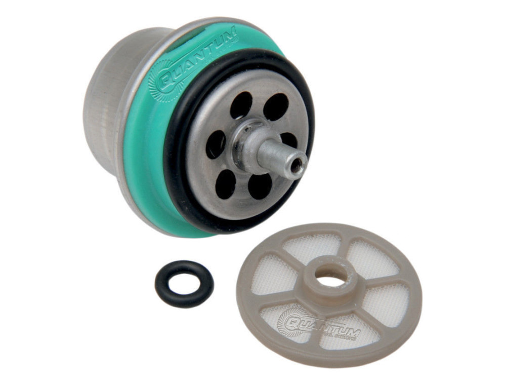 Quantum Fuel Systems Fuel Pressure Regulator. Fits Touring 2008up, Sportster 2007-2021, Dyna 2004-2017 & Softail 2008-2017.