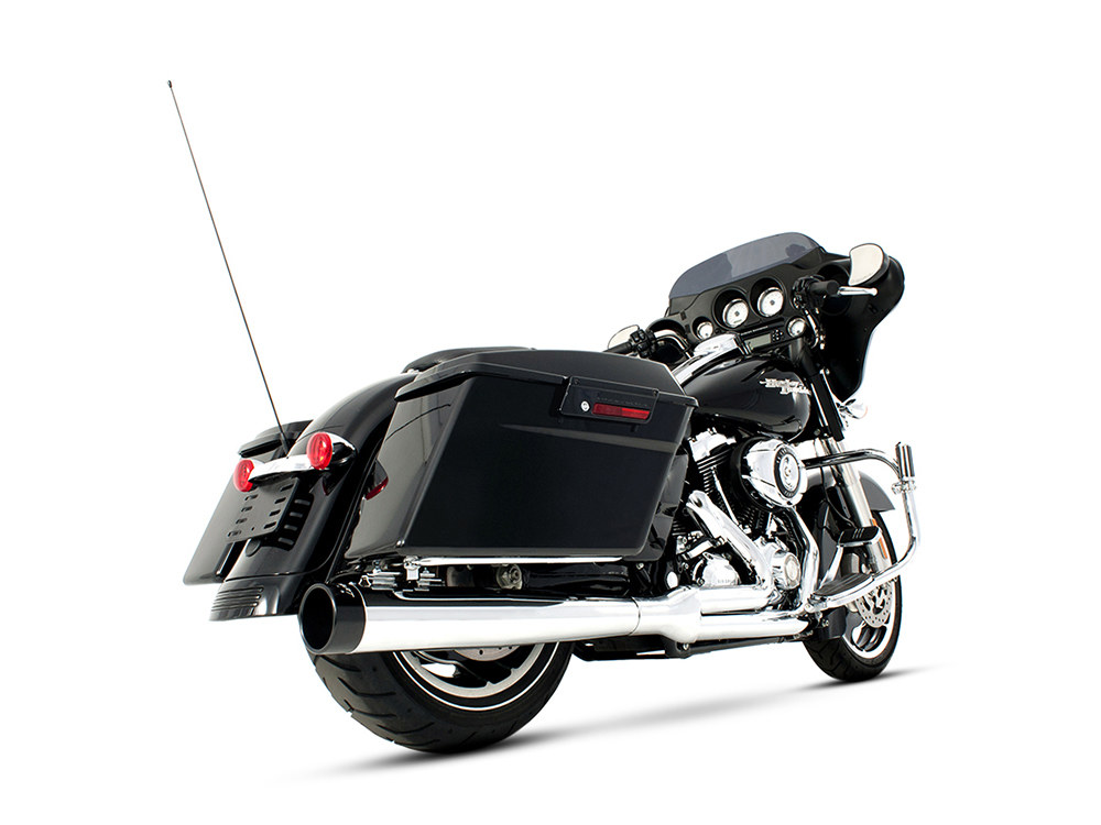 RINEHART EXHAUST 2-into-1 Exhaust – Chrome with Black End Cap. Fits Touring 2009-2016.