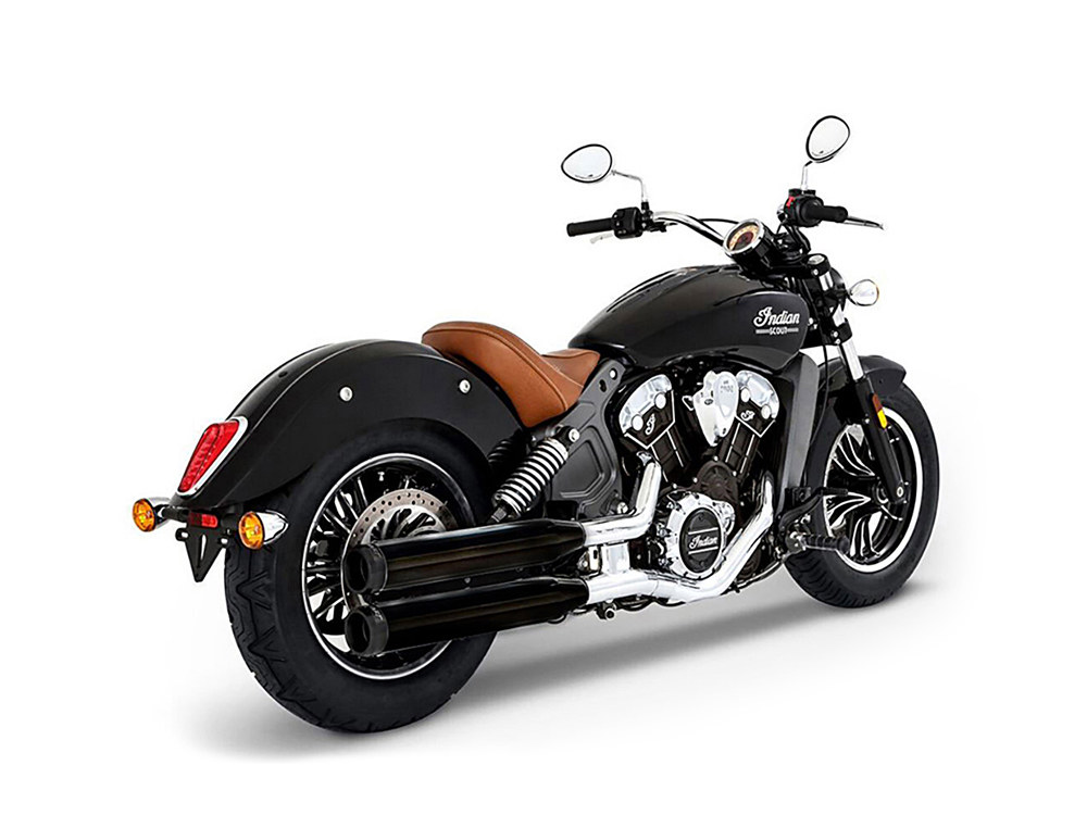 RINEHART EXHAUST 3-1/2in. Slip-On Mufflers – Black with Black End Caps. Fits Indian Scout 2015-2024