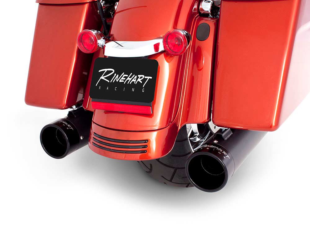 RINEHART EXHAUST 4in. Slip-On Mufflers – Black with Black End Caps. Fits Touring 1995-2016 & Trike 2017-2020.