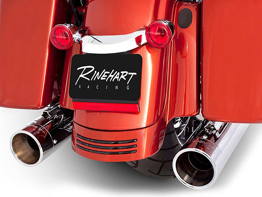 RINEHART EXHAUST 4in. Slip-On Mufflers – Chrome with Chrome End Caps. Fits Touring 2017up.