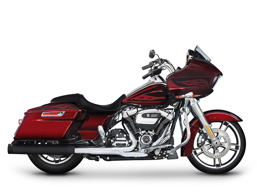 RINEHART EXHAUST 4in. DBX40 Slip-On Mufflers – Black with Black End Caps. Fits Touring 2017up.