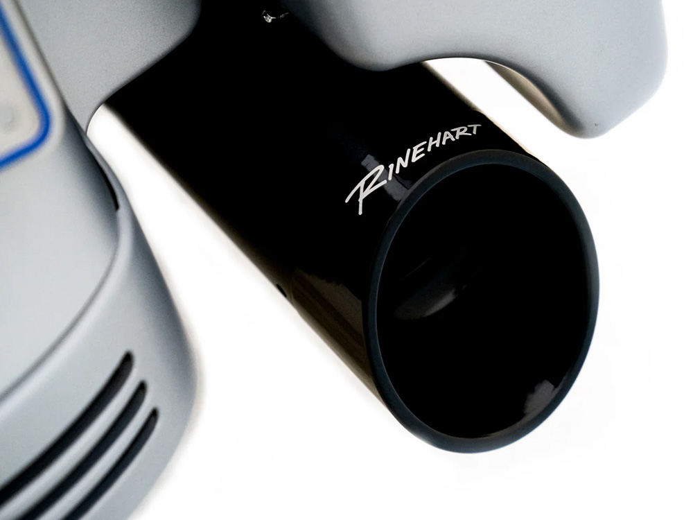 RINEHART EXHAUST 4-1/2in. DBX45 Slip-On Mufflers – Black with Black Slash Cut End Caps. Fits Touring 2017up