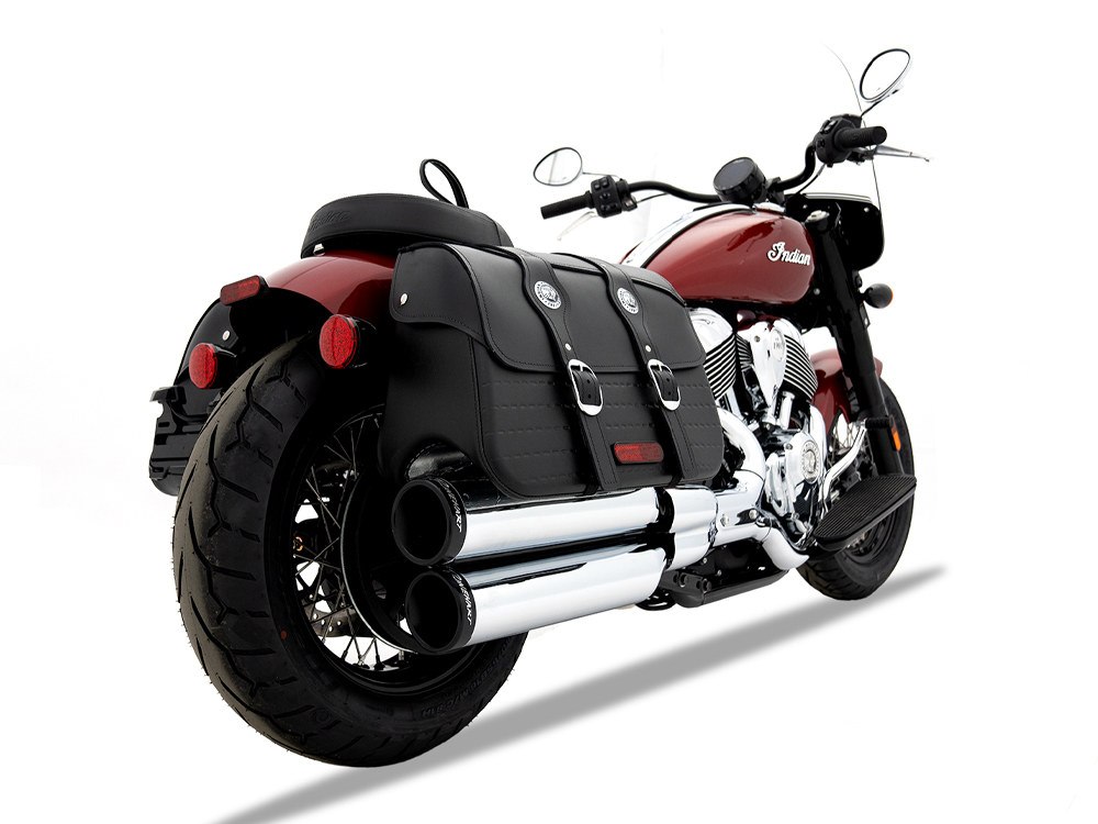 RINEHART EXHAUST 4in. Slip-On Mufflers – Chrome with Black End Caps. Fits Indian Cruiser 2022up