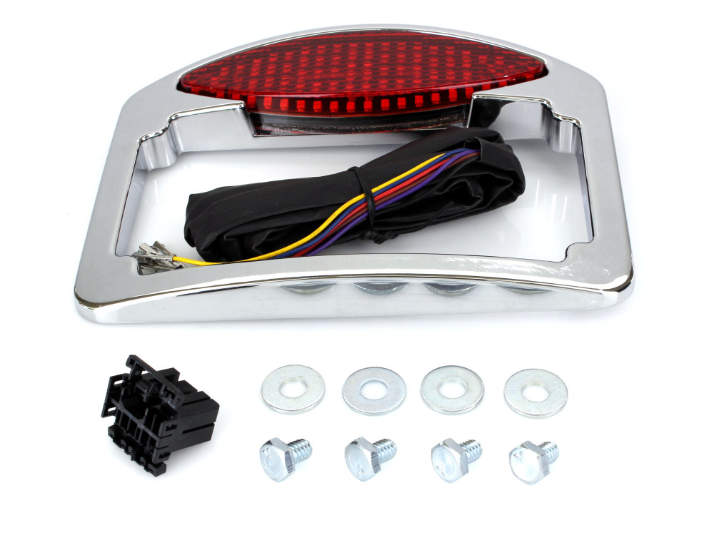 RWD V-Twin Cats Eye LED Taillight with Turn Signals & License Plate – Chrome.