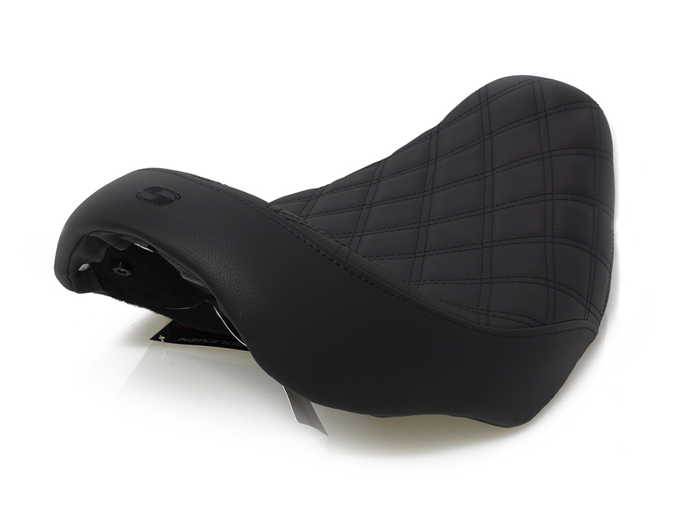 SADDLEMEN SEATS Renegade LS Solo Seat with Black Double Diamond Stitch. Fits Dyna 2006-2017.