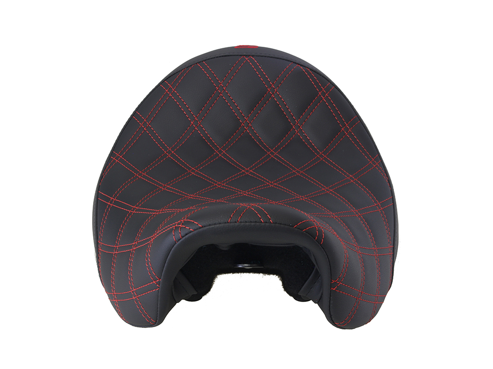 SADDLEMEN SEATS Renegade LS Solo Seat with Red Double Diamond Stitch. Fits Dyna 2006-2017.