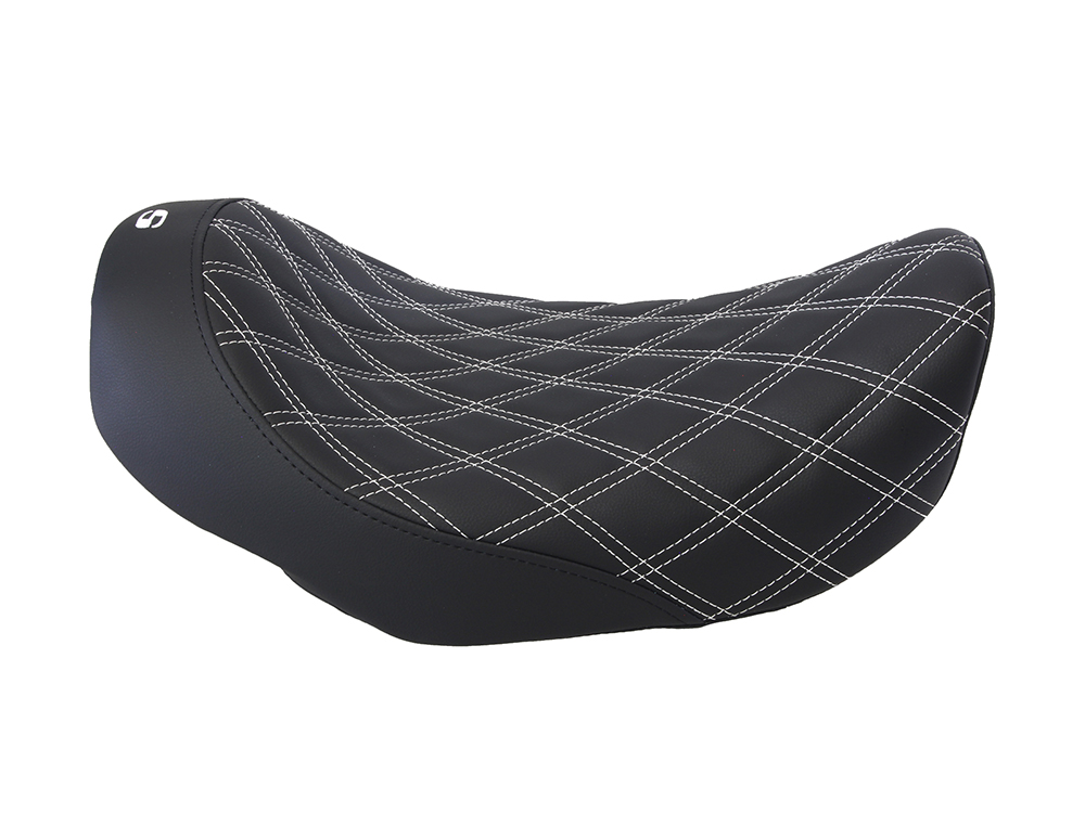 SADDLEMEN SEATS Renegade LS Solo Seat with Silver Double Diamond Stitch. Fits Dyna 2006-2017.