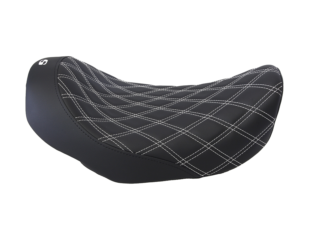 SADDLEMEN SEATS Renegade LS Solo Seat with White Double Diamond Stitch. Fits Dyna 2006-2017.