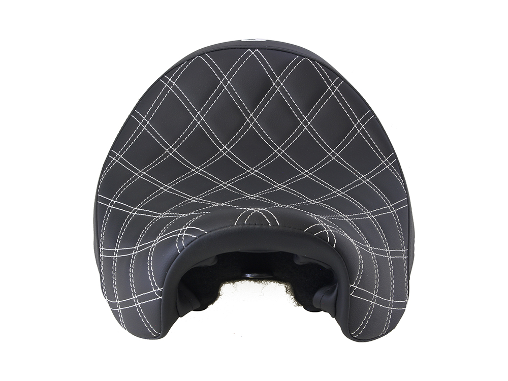 SADDLEMEN SEATS Renegade LS Solo Seat with White Double Diamond Stitch. Fits Dyna 2006-2017.