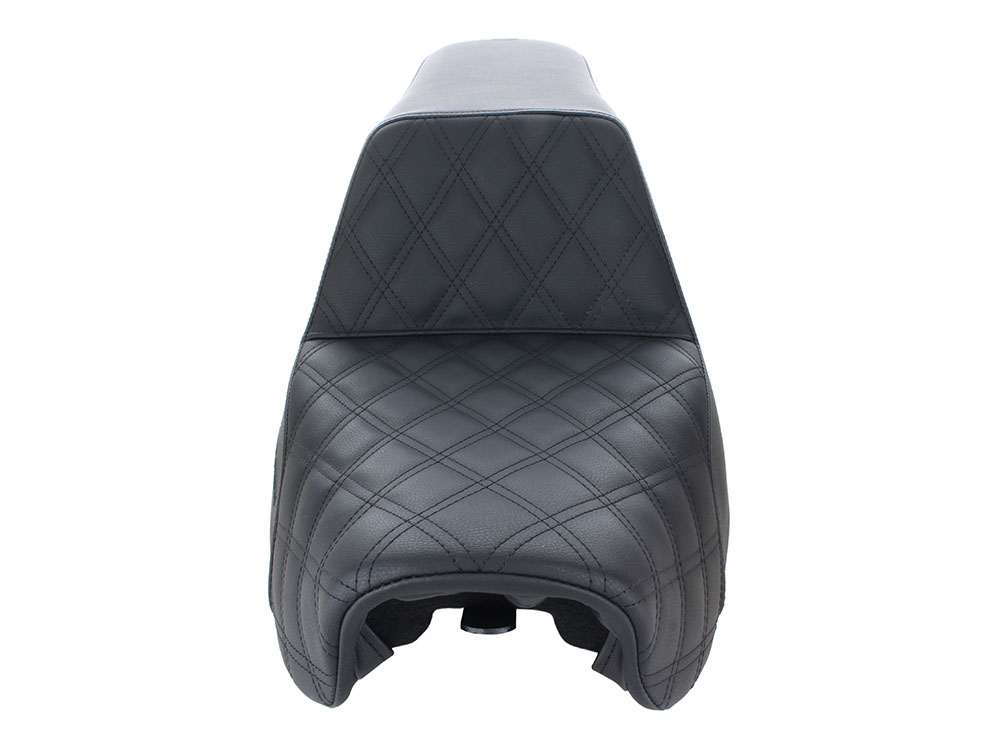 SADDLEMEN SEATS Step-Up LS Dual Seat with Black Double Diamond Lattice Stitch. Fits Dyna 2006-2017.