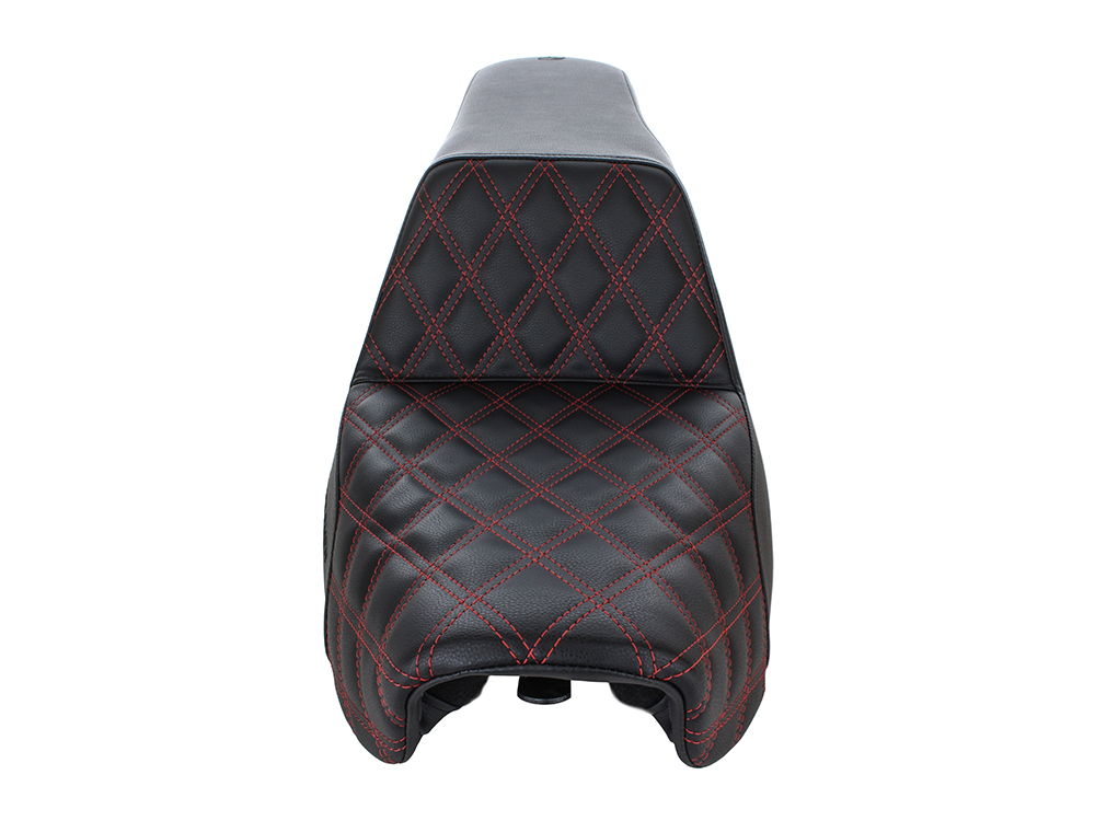 SADDLEMEN SEATS Step-Up LS Dual Seat with Red Double Diamond Lattice Stitch. Fits Dyna 2006-2017.