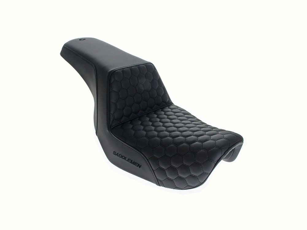 SADDLEMEN SEATS Step-Up HC Dual Seat with Black Honeycomb Stitch. Fits Dyna 2006-2017