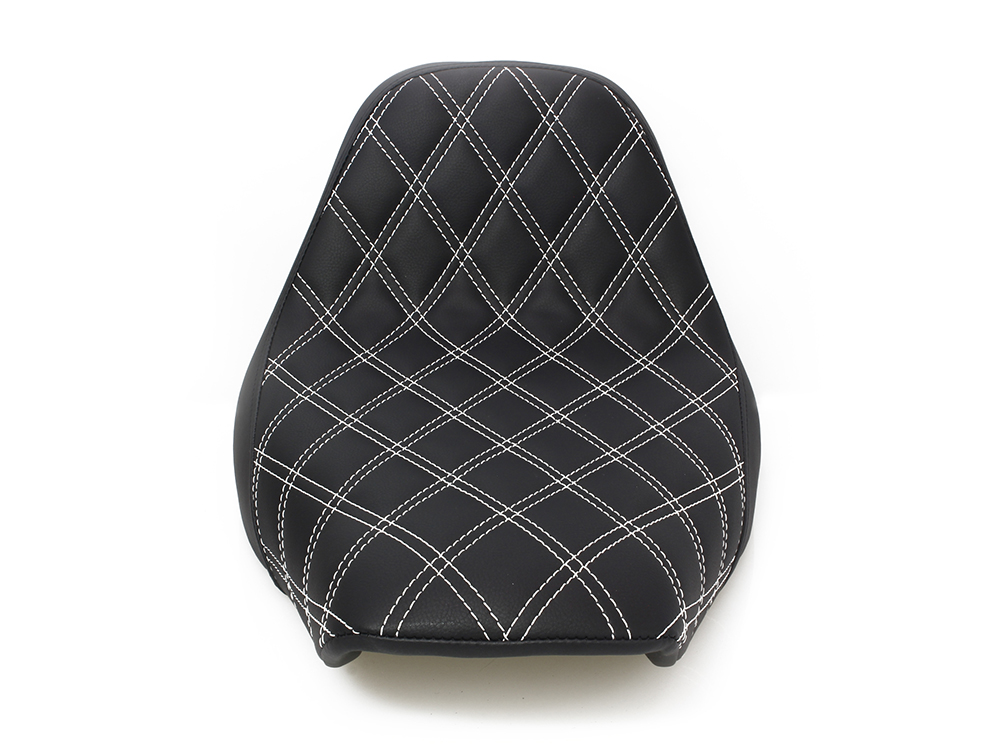 SADDLEMEN SEATS Renegade LS Solo Seat with White Double Diamond Stitch. Fits Softail 2008-2017 with 150 OEM Rear Tyre.