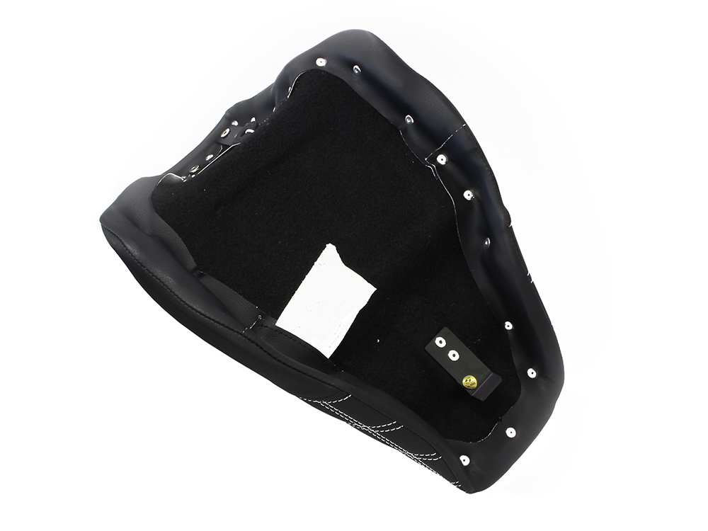 SADDLEMEN SEATS Renegade LS Solo Seat with White Double Diamond Stitch. Fits Softail 2008-2017 with 150 OEM Rear Tyre.