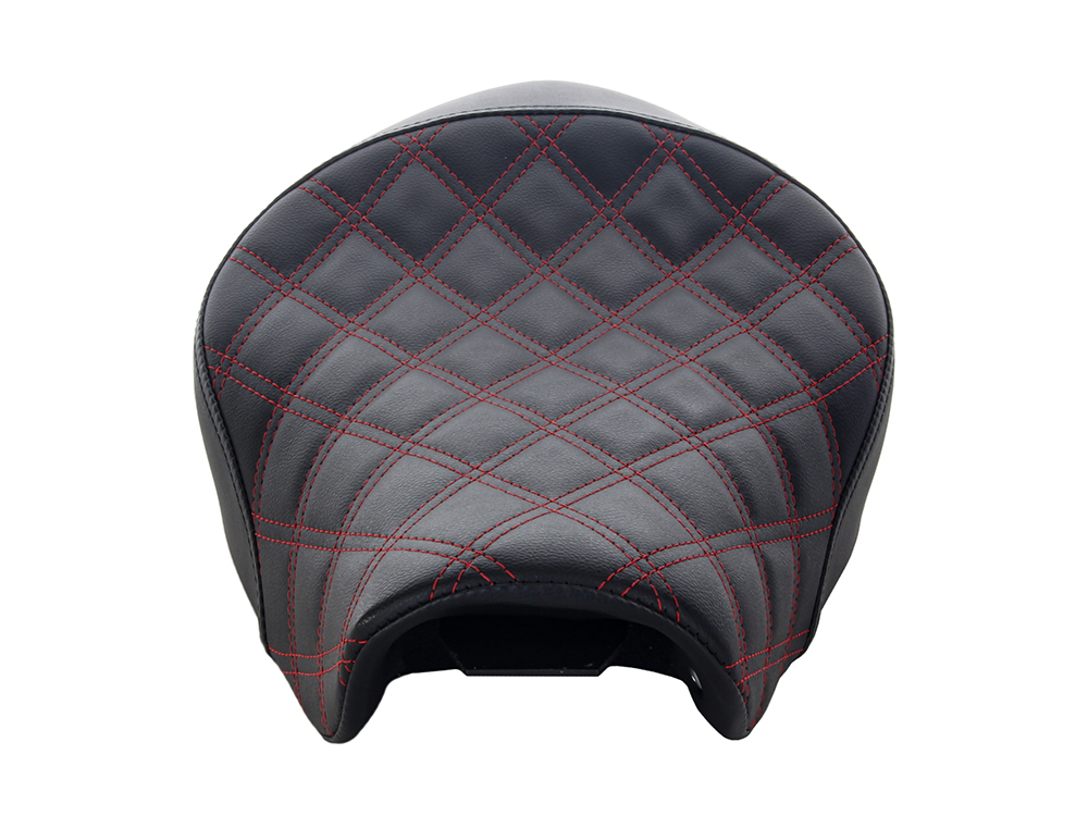 SADDLEMEN SEATS Renegade LS Solo Seat with Red Double Diamond Lattice Stitch. Fits Sportster 2004-2021 with 4.5 Gallon Fuel Tank.