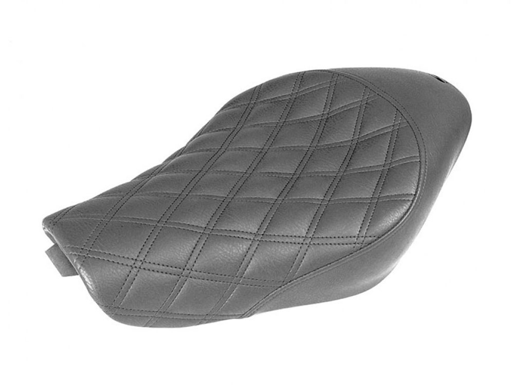 SADDLEMEN SEATS Renegade LS Solo Seat with Black Double Diamond Lattice Stitch. Fits Sportster 2004-2021 with 4.5 Gallon Fuel Tank.