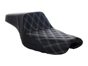 SADDLEMEN SEATS Step-Up LS Dual Seat with White Double Diamond Lattice Stitch. Fits Sportster 2004-2021 with 4.5 Gallon Fuel Tank. SADDLEMEN SEATS Step-Up LS Dual Seat with White Double Diamond Lattice Stitch. Fits Sportster 2004-2021 with 4.5 Gallon Fuel Tank.