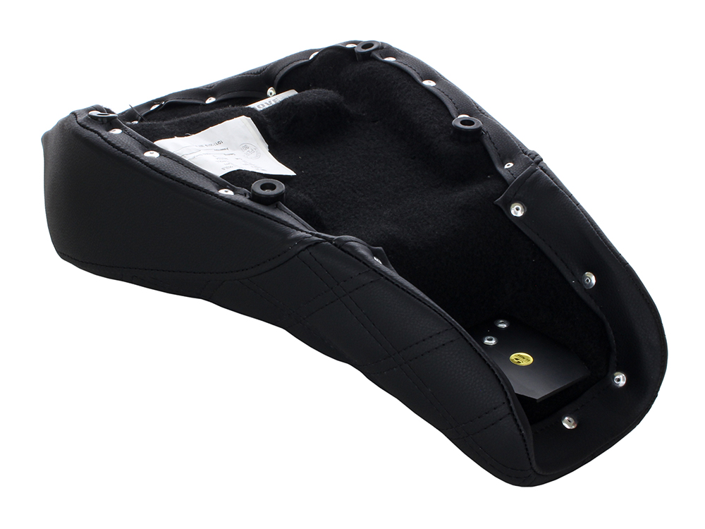 SADDLEMEN SEATS Renegade LS Solo Seat with Black Double Diamond Lattice Stitch. Fits Sportster 2004-2021 with 3.3 Gallon Fuel Tank.