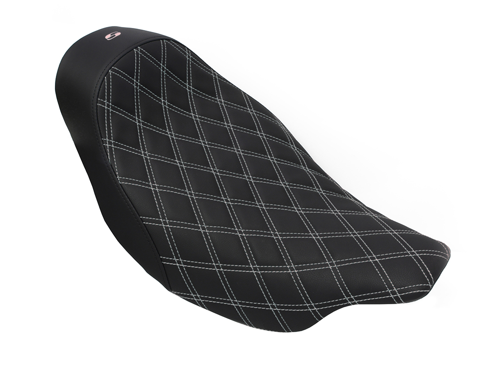 SADDLEMEN SEATS Renegade LS Solo Seat with Dark Grey Double Diamond Lattice Stitch. Fits Most Touring 2008-2024
