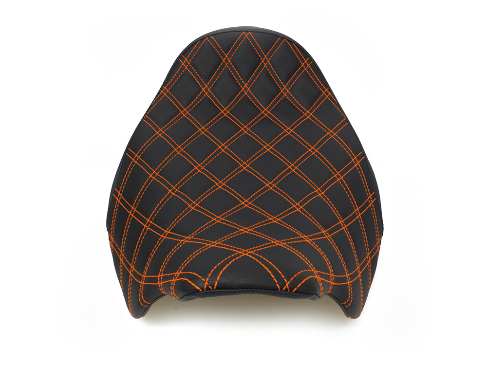 SADDLEMEN SEATS Renegade LS Solo Seat with Orange Double Diamond Lattice Stitch. Fits Most Touring 2008-2024