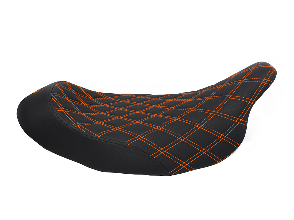 SADDLEMEN SEATS Renegade LS Solo Seat with Orange Double Diamond Lattice Stitch. Fits Most Touring 2008-2024