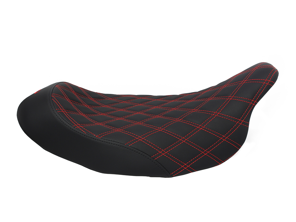 SADDLEMEN SEATS Renegade LS Solo Seat with Red Double Diamond Lattice Stitch. Fits Most Touring 2008-2024
