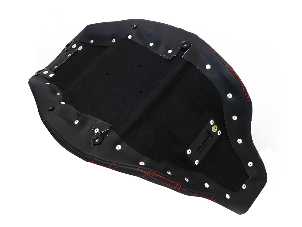 SADDLEMEN SEATS Renegade LS Solo Seat with Red Double Diamond Lattice Stitch. Fits Most Touring 2008-2024