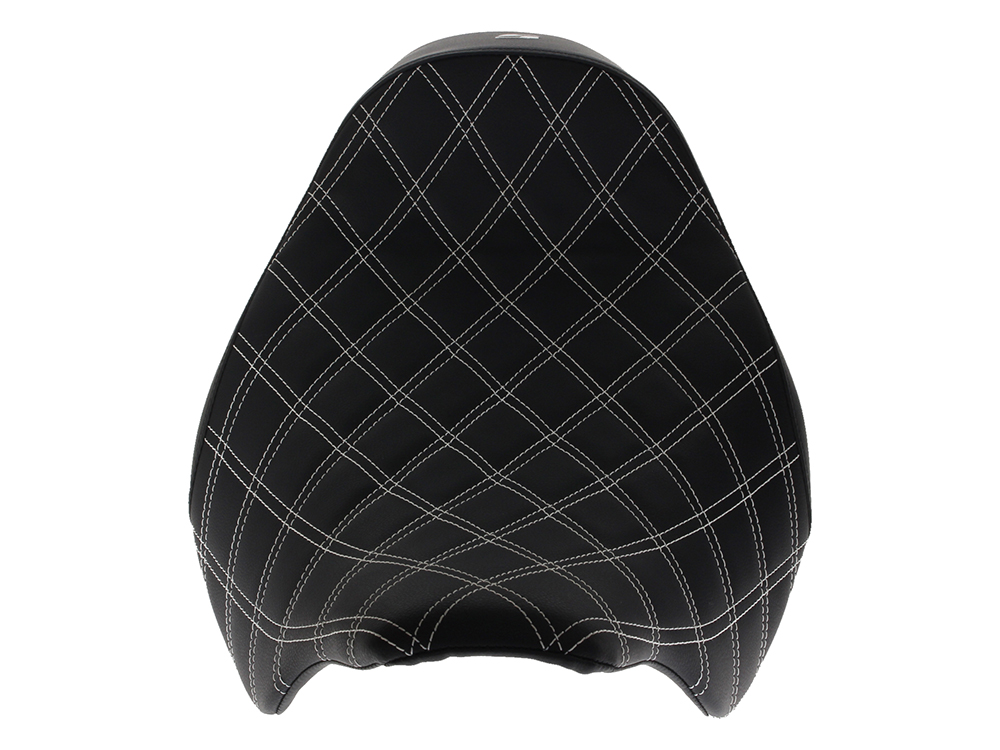 SADDLEMEN SEATS Renegade LS Solo Seat with White Double Diamond Lattice Stitch. Fits Most Touring 2008-2024