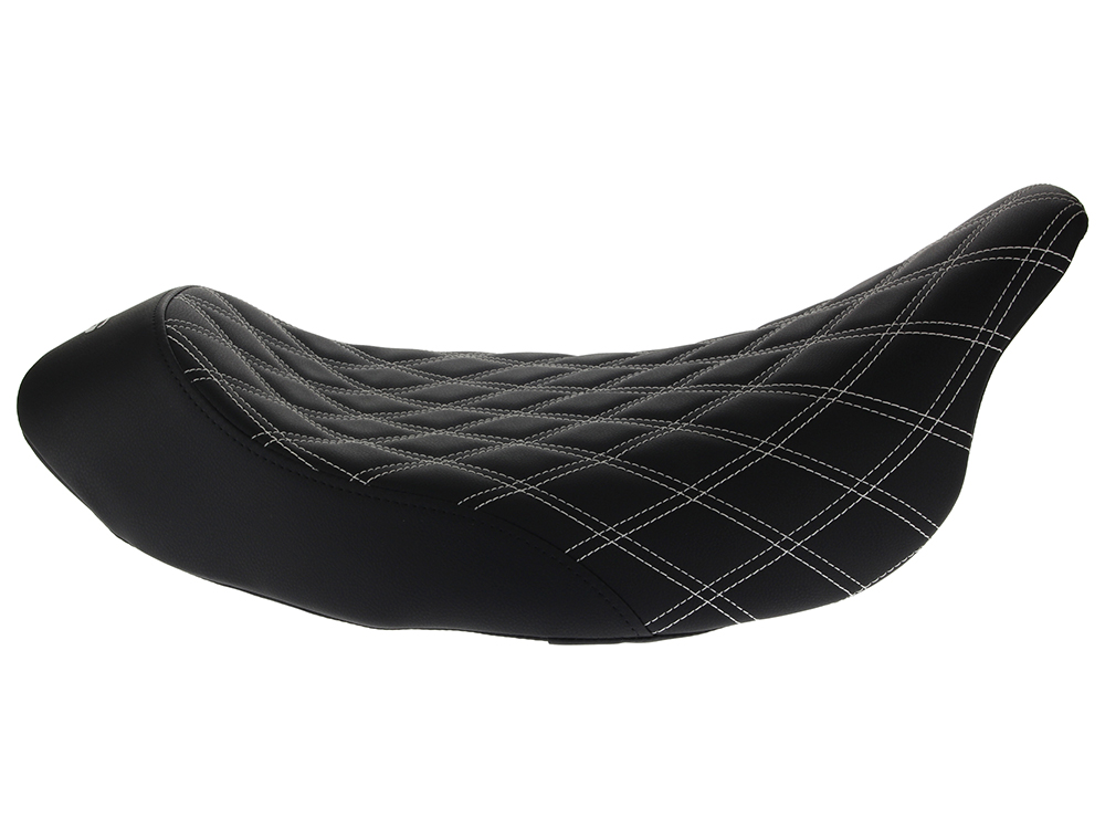 SADDLEMEN SEATS Renegade LS Solo Seat with White Double Diamond Lattice Stitch. Fits Most Touring 2008-2024
