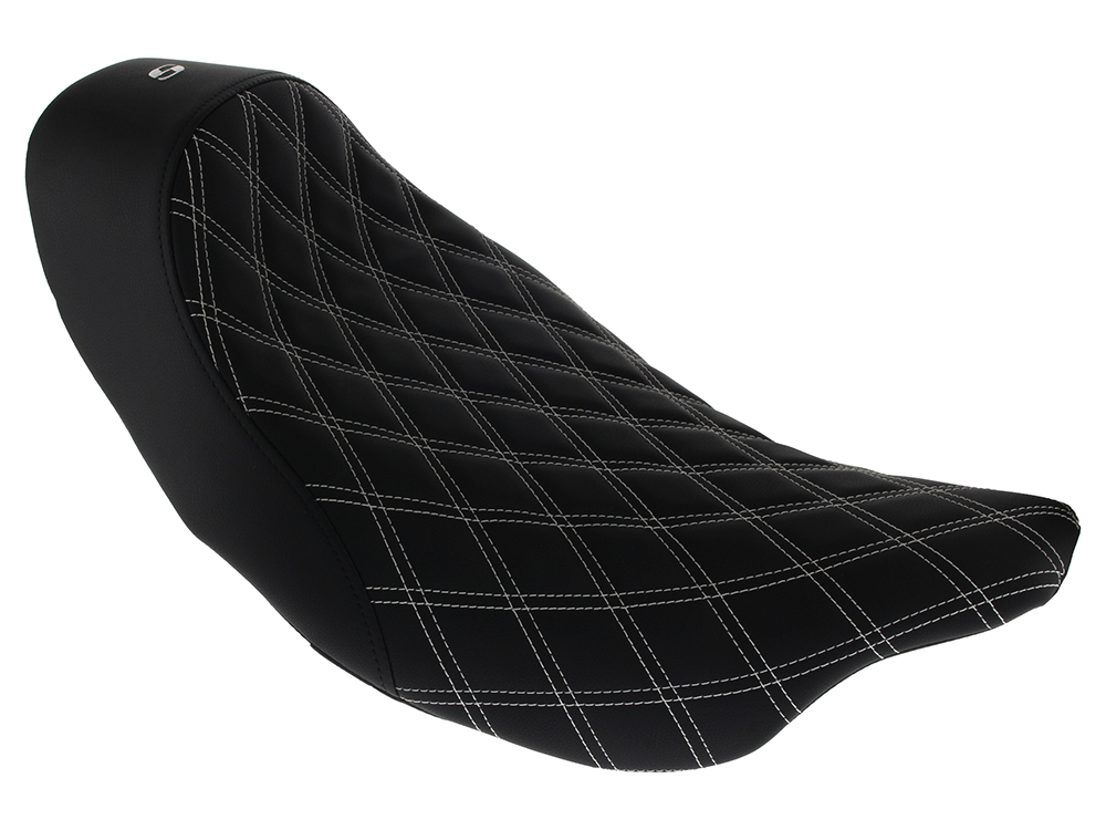 SADDLEMEN SEATS Renegade LS Solo Seat with White Double Diamond Lattice Stitch. Fits Most Touring 2008-2024
