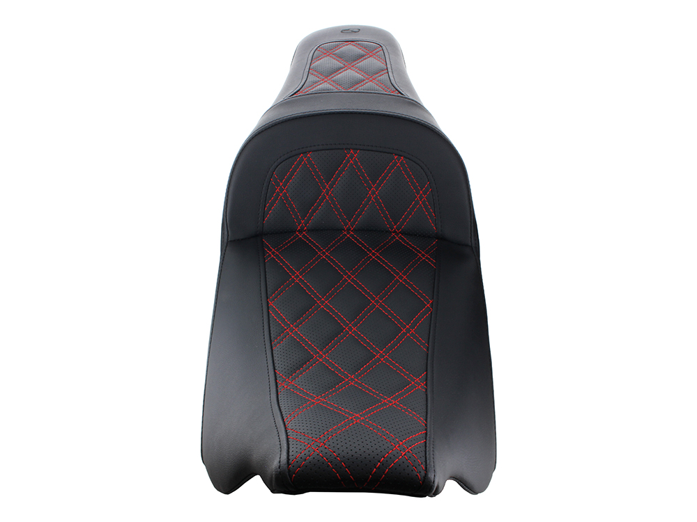 SADDLEMEN SEATS Slim LS Dual Seat with Red Double Diamond Lattice Stitch. Fits Most Touring 2008-2024