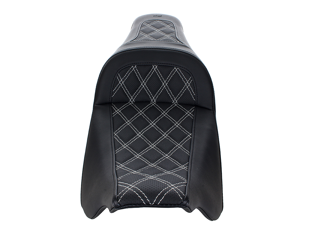SADDLEMEN SEATS Slim LS Dual Seat with White Double Diamond Lattice Stitch. Fits Most Touring 2008-2024