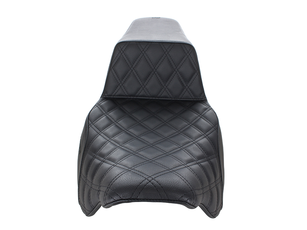 SADDLEMEN SEATS Step-Up LS Dual Seat with Black Double Diamond Lattice Stitch. Fits Most Touring 2008-2024