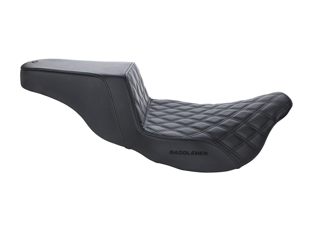 SADDLEMEN SEATS Step-Up LS Dual Seat with Black Double Diamond Lattice Stitch. Fits Most Touring 2008-2024