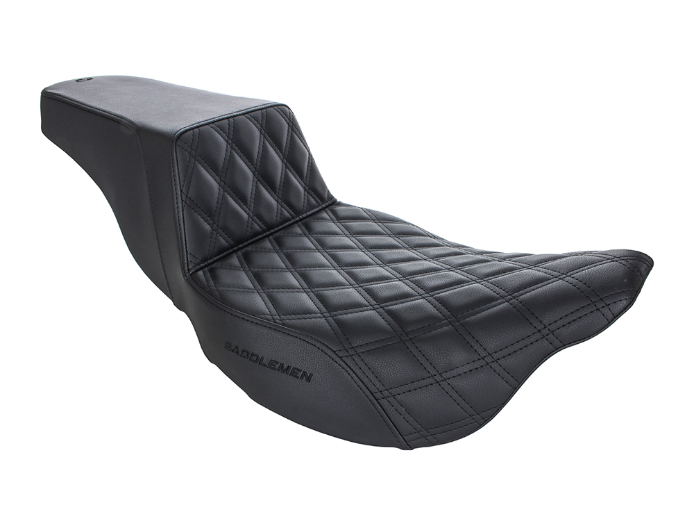 SADDLEMEN SEATS Step-Up LS Dual Seat with Black Double Diamond Lattice Stitch. Fits Most Touring 2008-2024