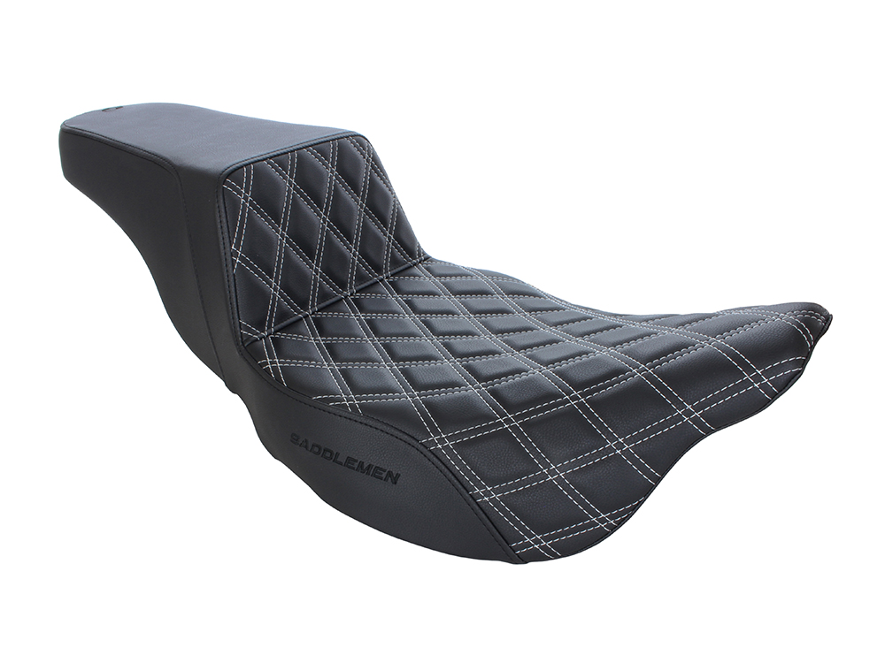 SADDLEMEN SEATS Step-Up LS Dual Seat with Dark Grey Double Diamond Lattice Stitch. Fits Most Touring 2008-2024