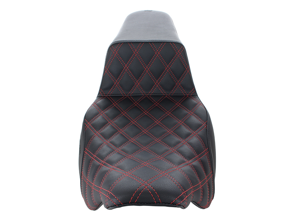 SADDLEMEN SEATS Step-Up LS Dual Seat with Red Double Diamond Lattice Stitch. Fits Most Touring 2008-2024