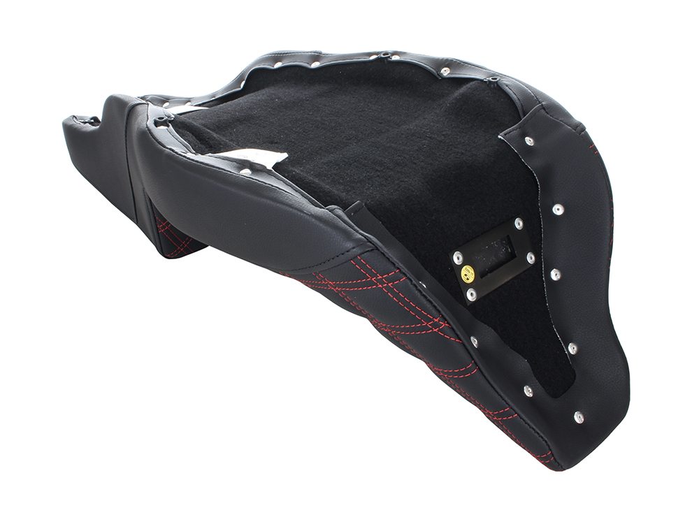SADDLEMEN SEATS Step-Up LS Dual Seat with Red Double Diamond Lattice Stitch. Fits Most Touring 2008-2024