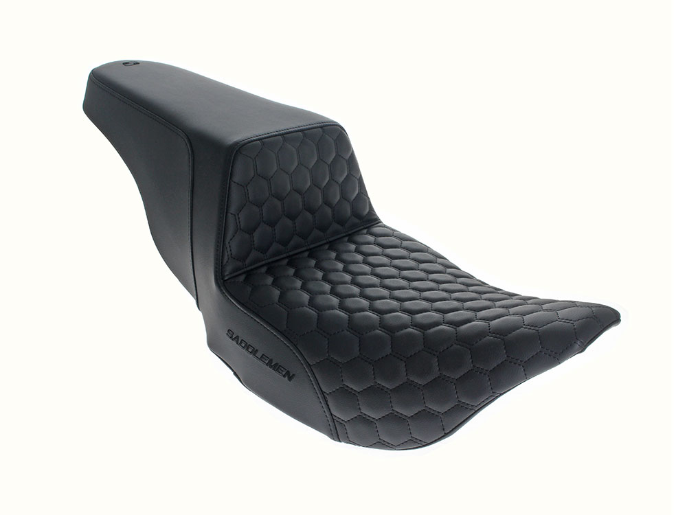 SADDLEMEN SEATS Step-Up HC Dual Seat with Black Honeycomb Stitch. Fits Most Touring 2008-2024