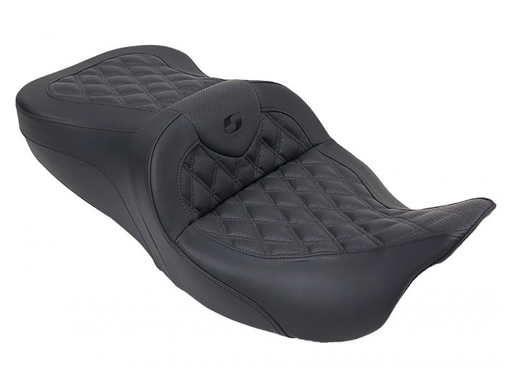 SADDLEMEN SEATS Roadsofa LS Dual Seat with Black Double Diamond Lattice Stitch. Fits Most Touring 2008-2024