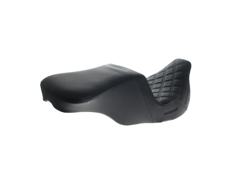 SADDLEMEN SEATS Tour Step-Up LS Dual Seat With Backrest & with Black Double Diamond Lattice Stitch. Fits Most Touring 2008-2024