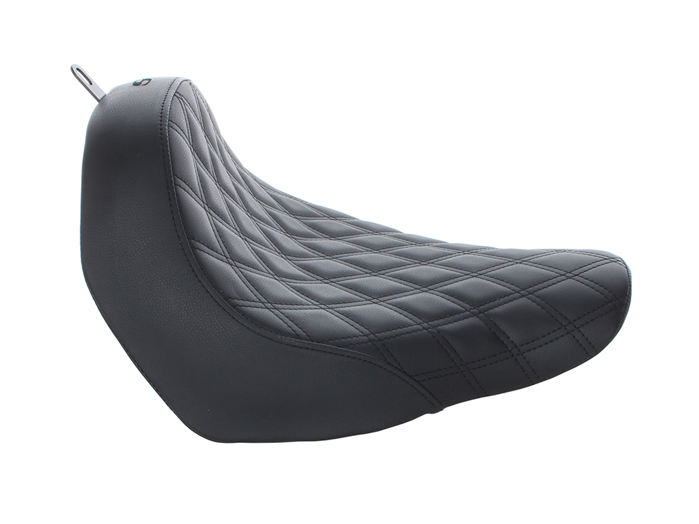 SADDLEMEN SEATS Renegade LS Solo Seat with Black Double Diamond Lattice Stitch. Fits Fat Boy 2018up & Breakout 2023up