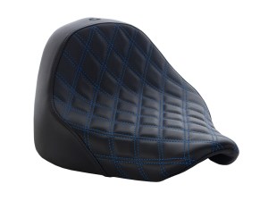 SADDLEMEN SEATS Renegade LS Solo Seat with Blue Double Diamond Lattice Stitch. Fits Fat Boy 2018up & Breakout 2023up SADDLEMEN SEATS Renegade LS Solo Seat with Blue Double Diamond Lattice Stitch. Fits Fat Boy 2018up & Breakout 2023up