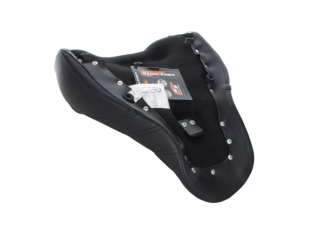 SADDLEMEN SEATS Renegade LS Solo Seat with Black Double Diamond Lattice Stitch. Fits Fat Boy 2018up & Breakout 2023up