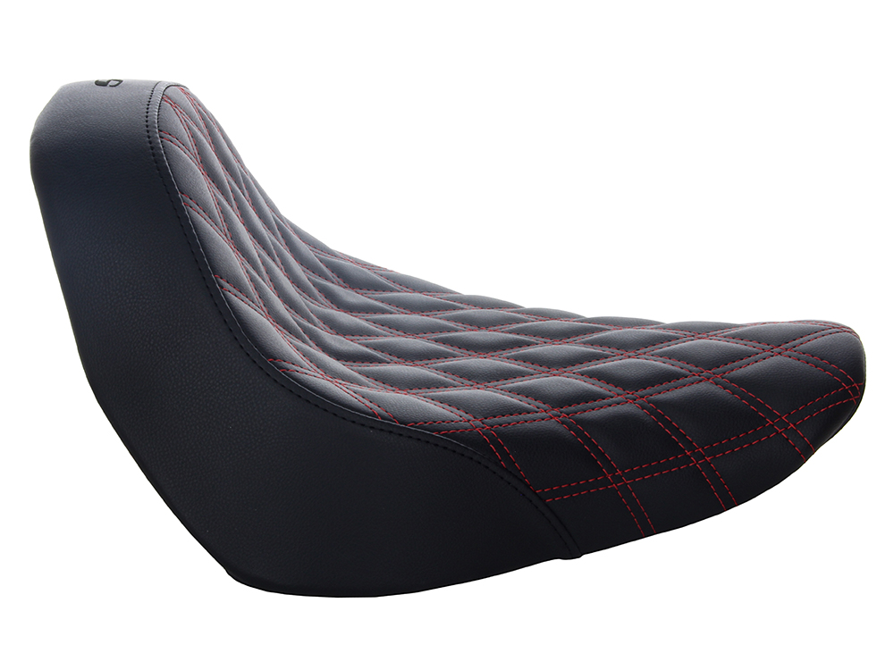 SADDLEMEN SEATS Renegade LS Solo Seat with Red Double Diamond Lattice Stitch. Fits Fat Boy 2018up & Breakout 2023up