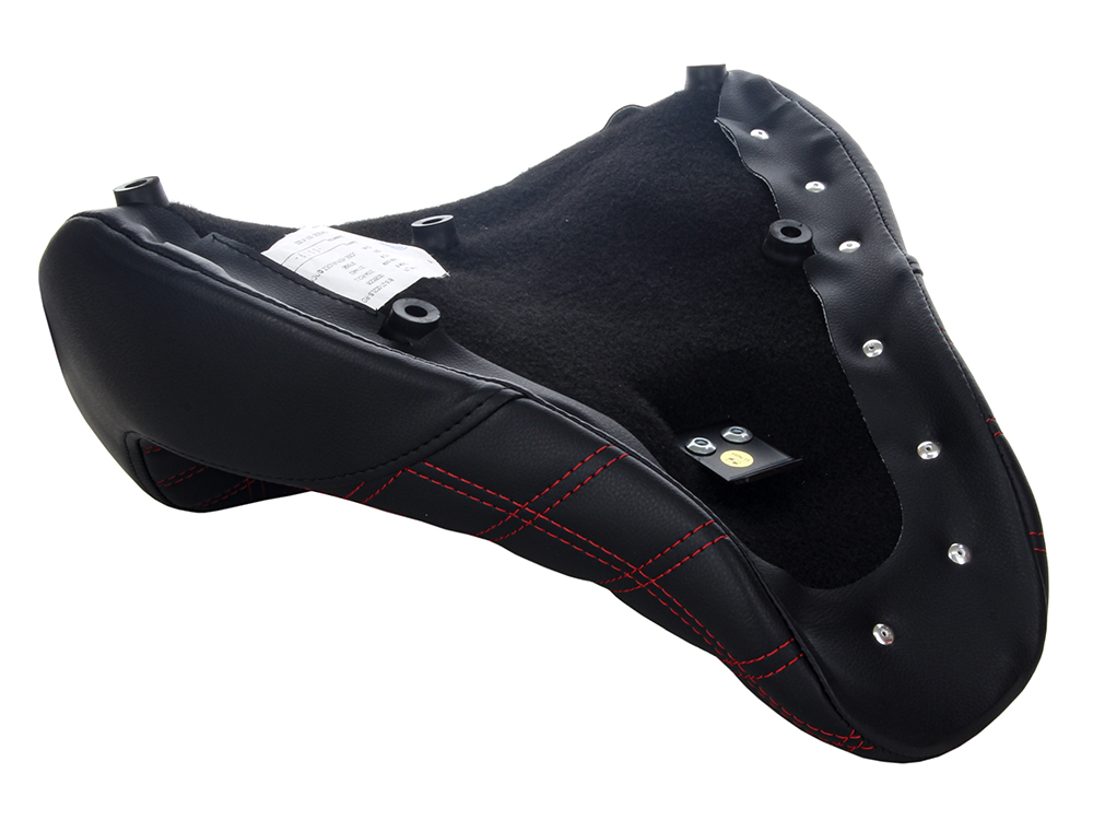 SADDLEMEN SEATS Renegade LS Solo Seat with Red Double Diamond Lattice Stitch. Fits Fat Boy 2018up & Breakout 2023up