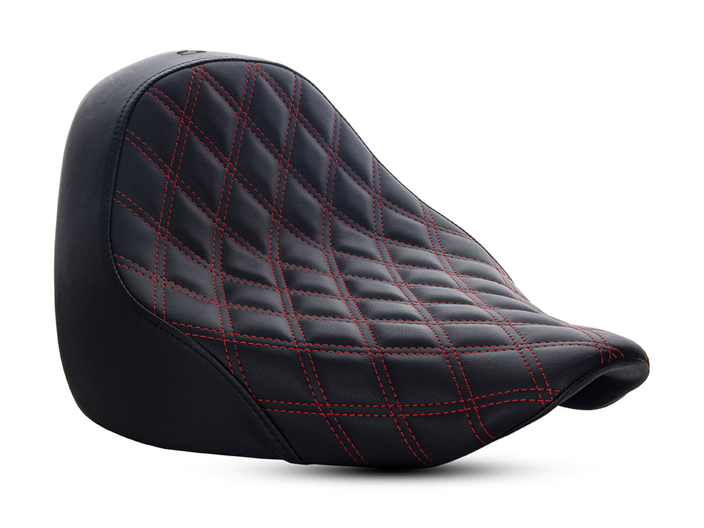 SADDLEMEN SEATS Renegade LS Solo Seat with Red Double Diamond Lattice Stitch. Fits Fat Boy 2018up & Breakout 2023up