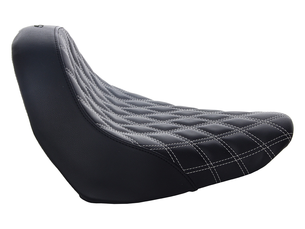 SADDLEMEN SEATS Renegade LS Solo Seat with Silver Double Diamond Lattice Stitch. Fits Fat Boy 2018up & Breakout 2023up